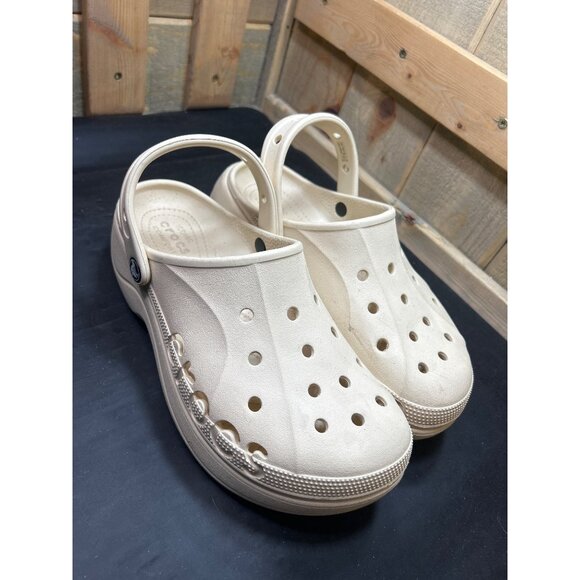 Crocs Womens BAYA Platform Clogs Beige Size 10 Lightweight Comfort Iconic - Picture 2 of 7